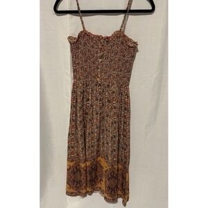 Angie Smocked Sun Dress Medium Paisley Boho Beach Spaghetti Straps Floral